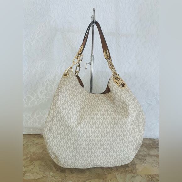 MICHAEL KORS Vanilla crossgrain leather hobo chain shoulder bag - Picture 2 of 9